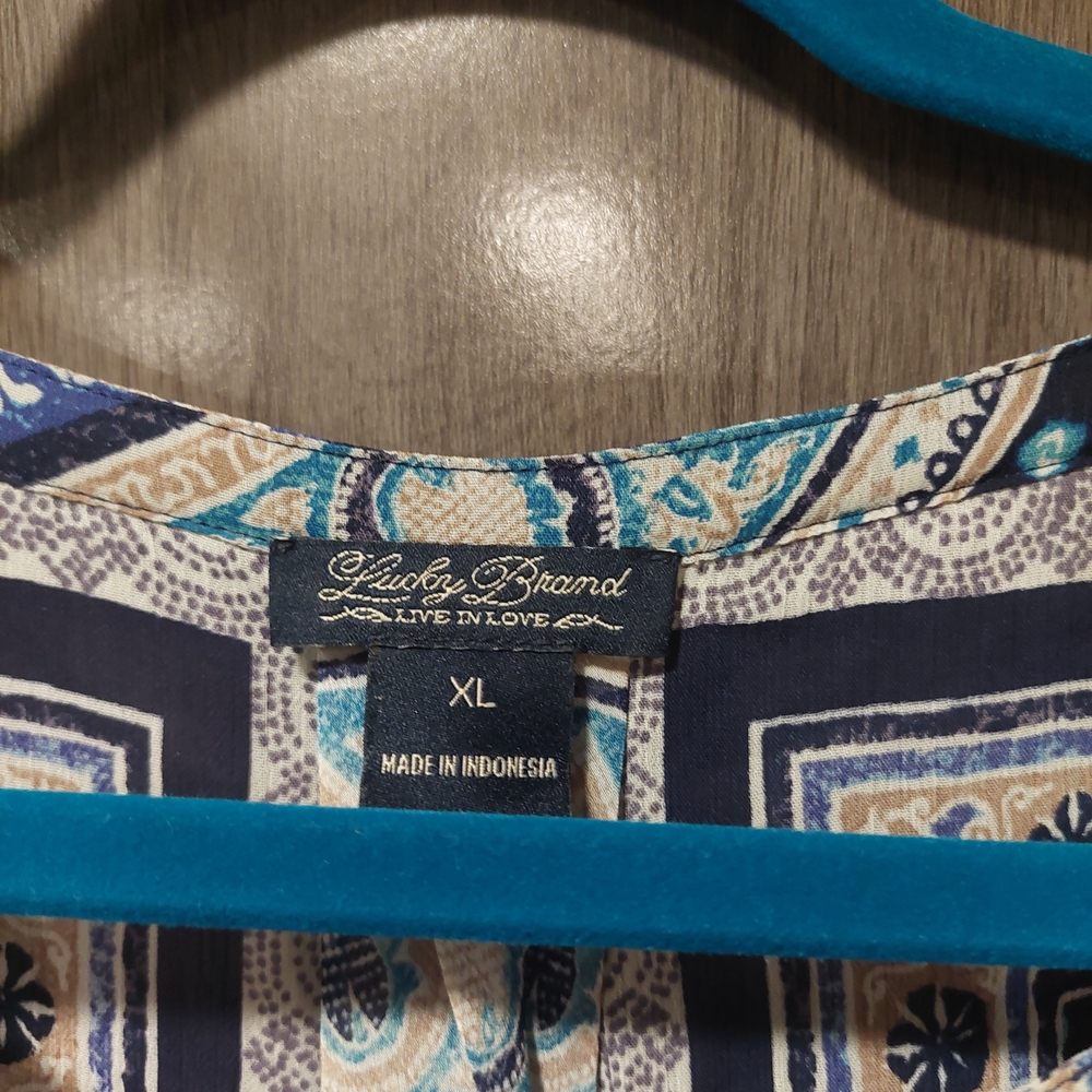 Lucky Brand Blue and Cream Patterned Tunic - Picture 2 of 3